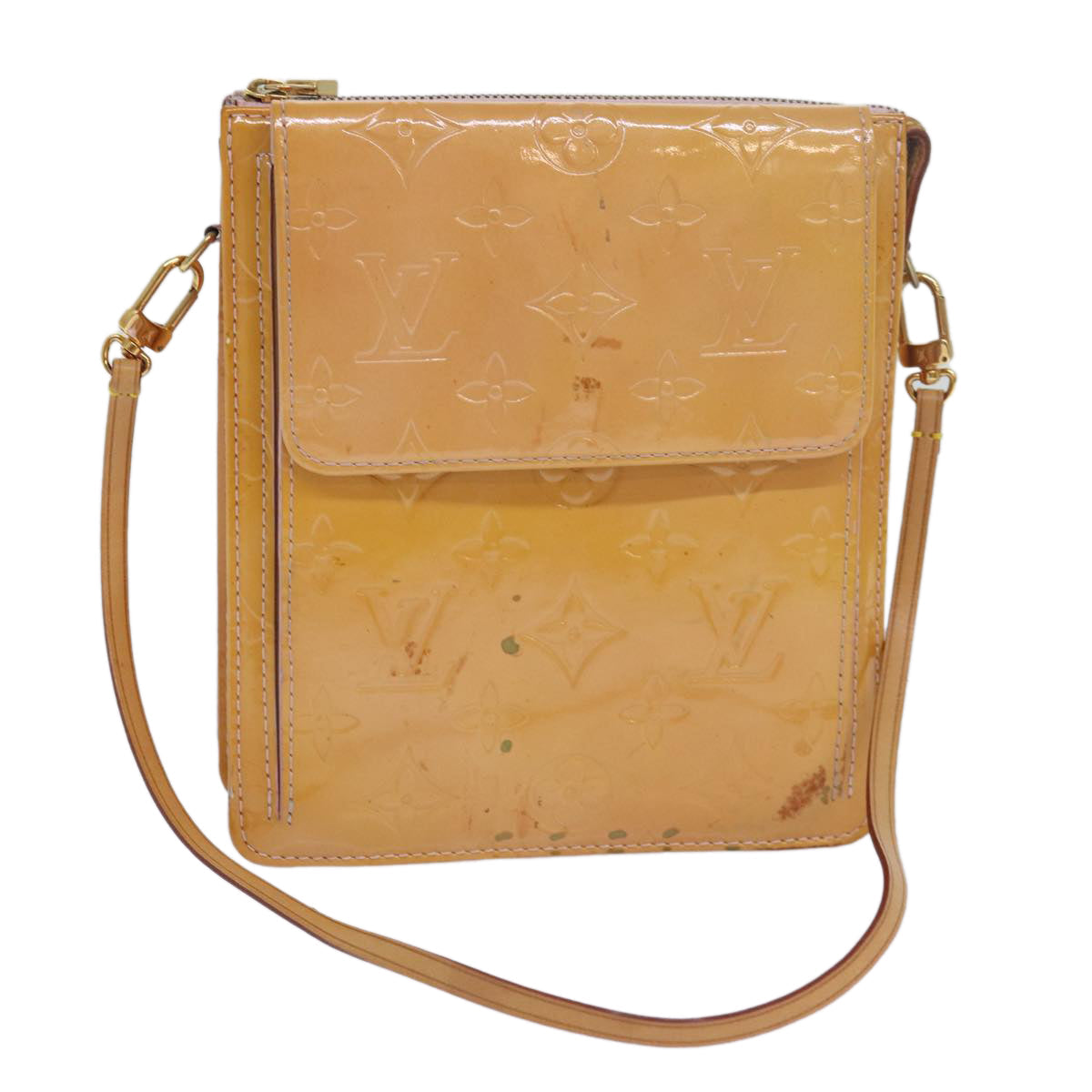 Louis Vuitton Mott Beige Patent Leather Clutch Bag