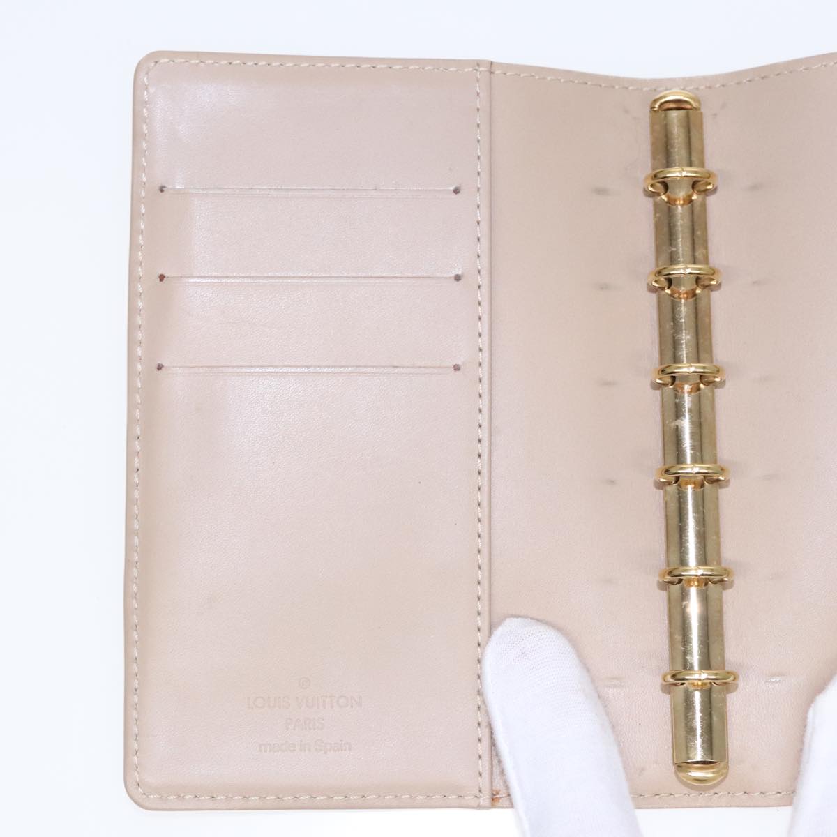 Louis Vuitton Agenda Pm Beige Patent Leather Wallet