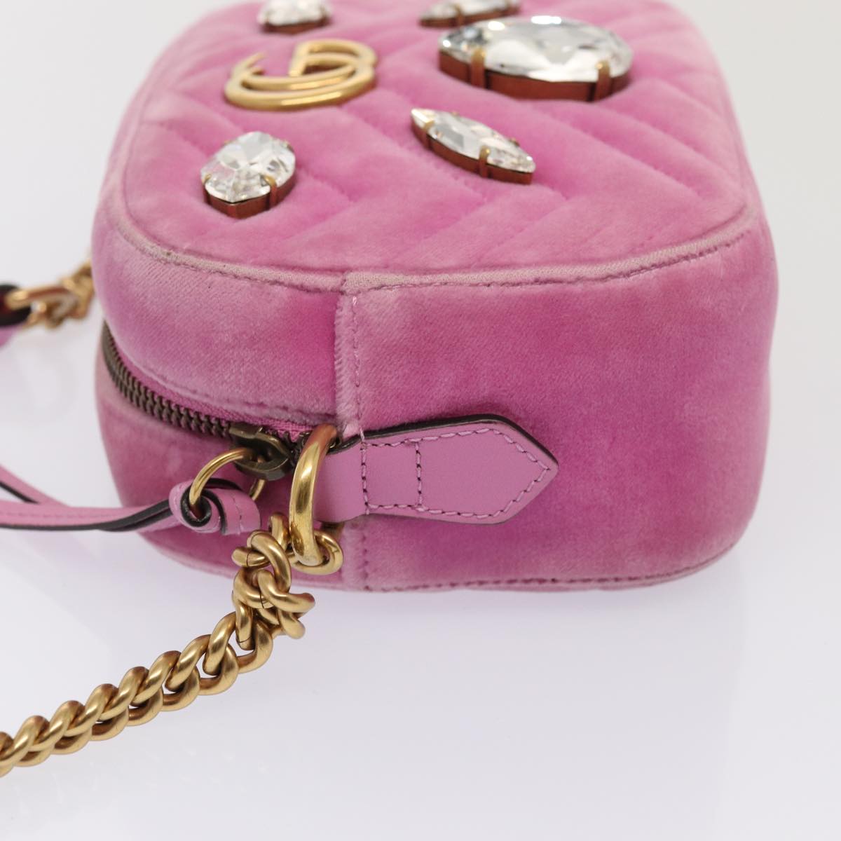 Gucci Marmont Pink Velvet Shoulder Bag