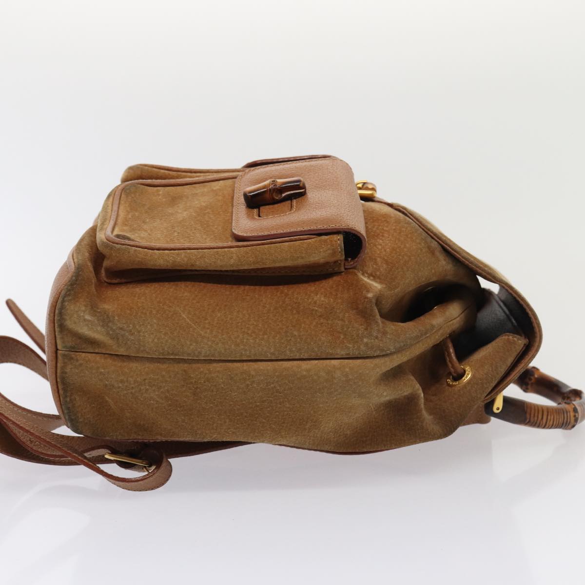Gucci Bamboo Brown Suede Backpack Bag