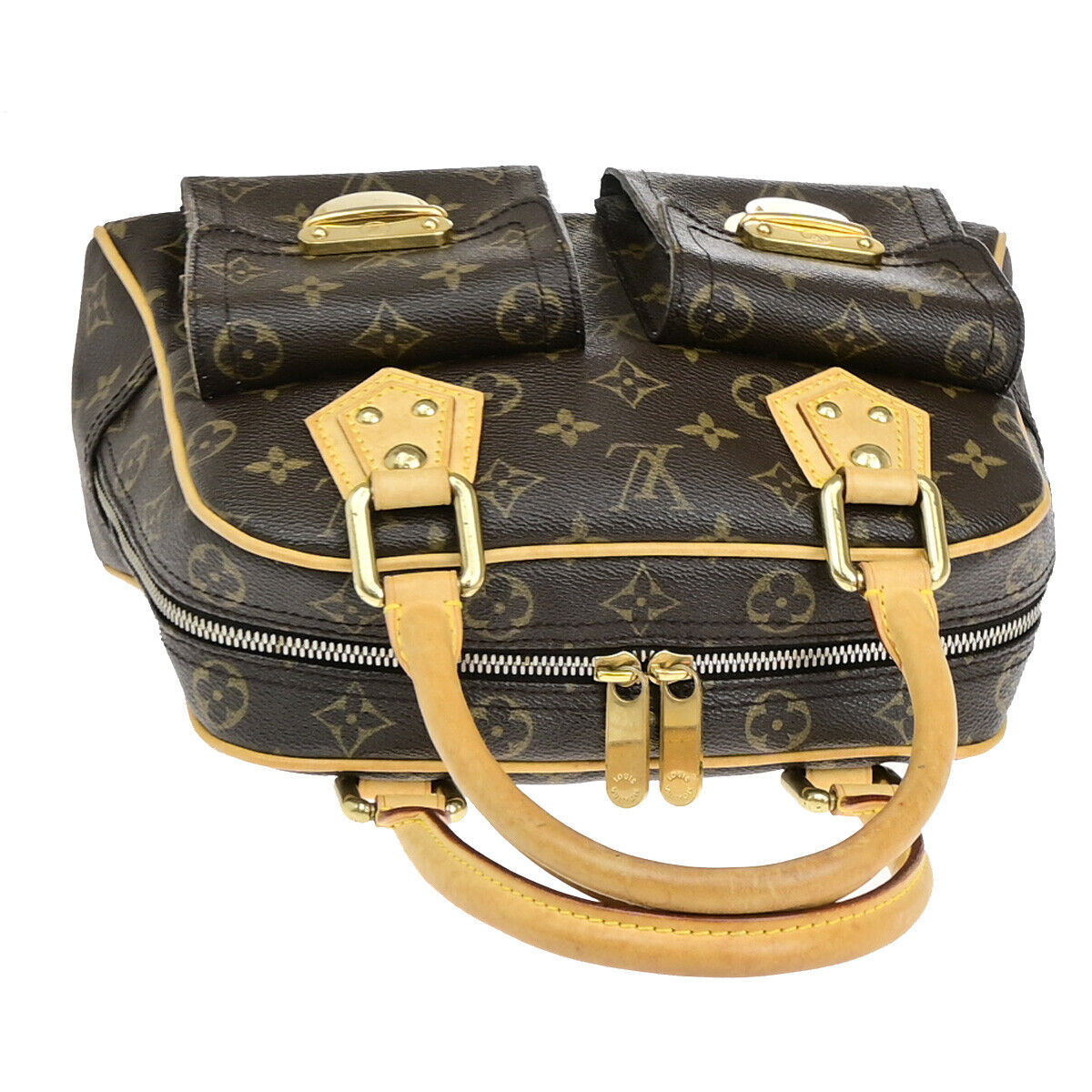 Louis Vuitton Manhattan Pm Brown Canvas Handbag
