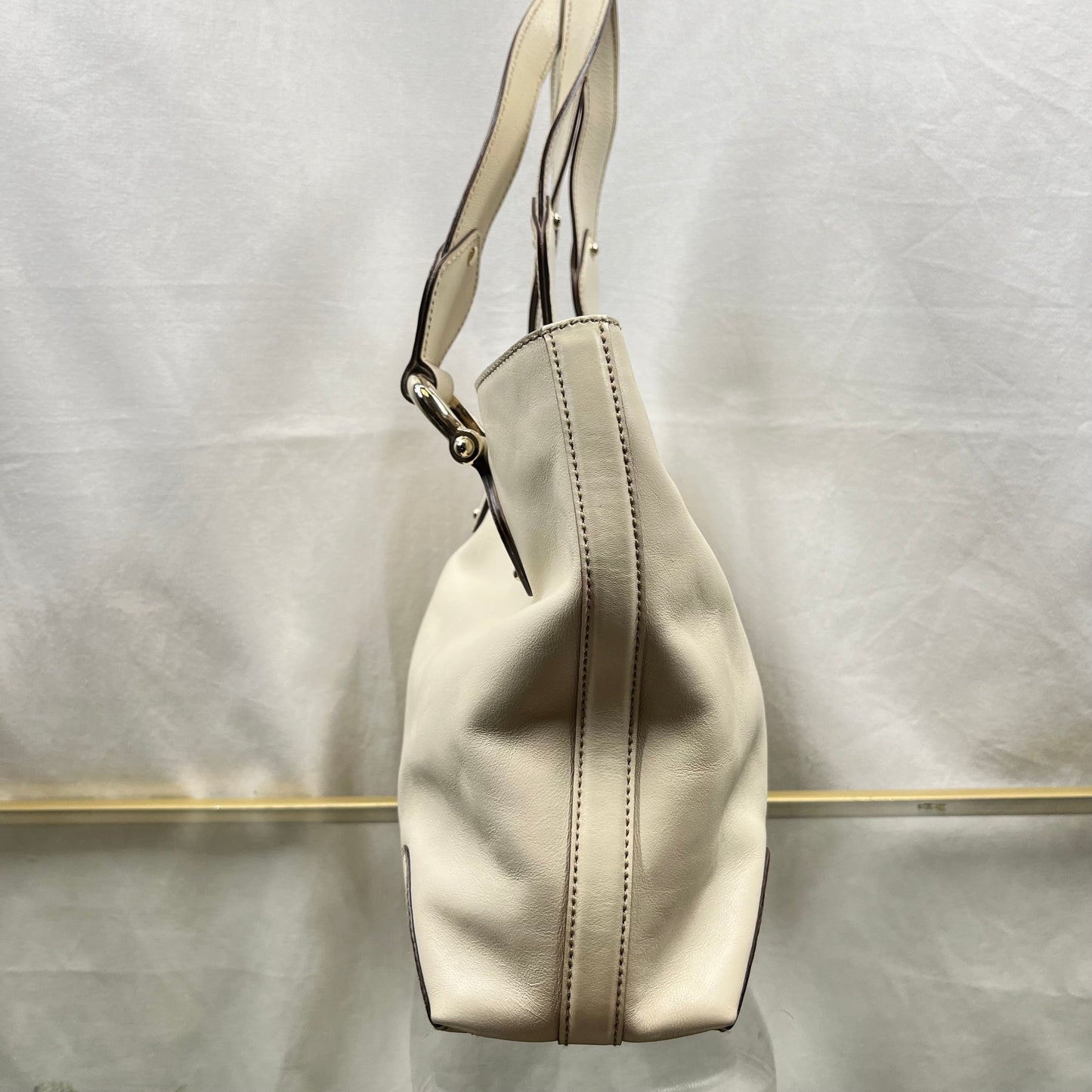 GUCCI Cream Soft Calfskin Leather Small Tote