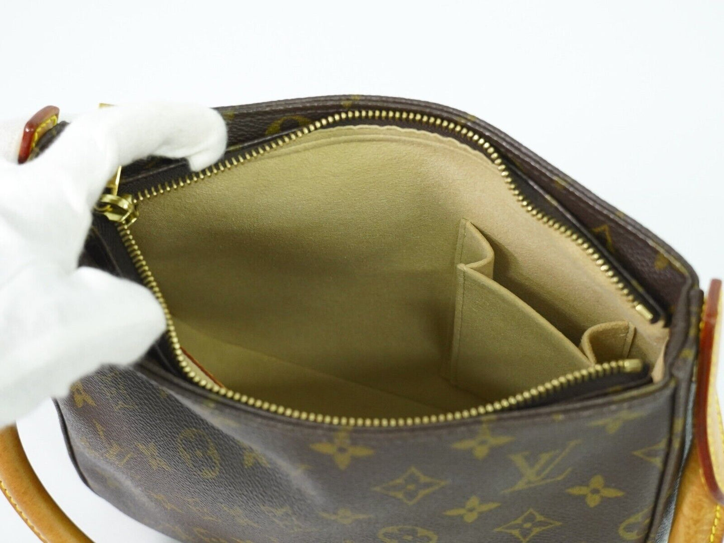Louis Vuitton Looping Mm Brown Gold Plated Handbag