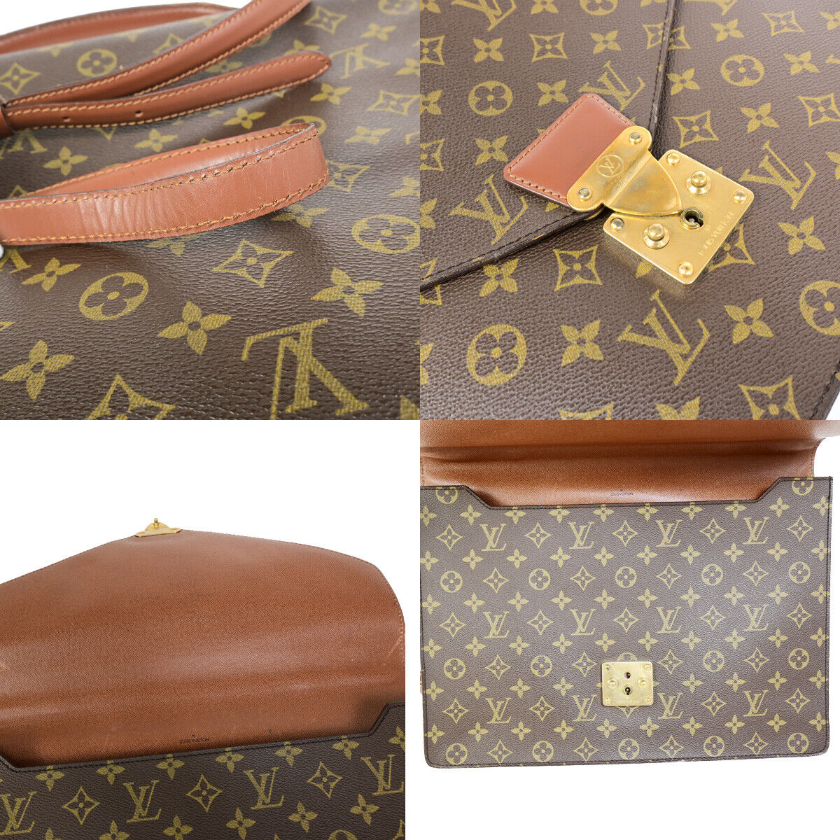Louis Vuitton Porte Documents Brown Canvas Briefcase Bag
