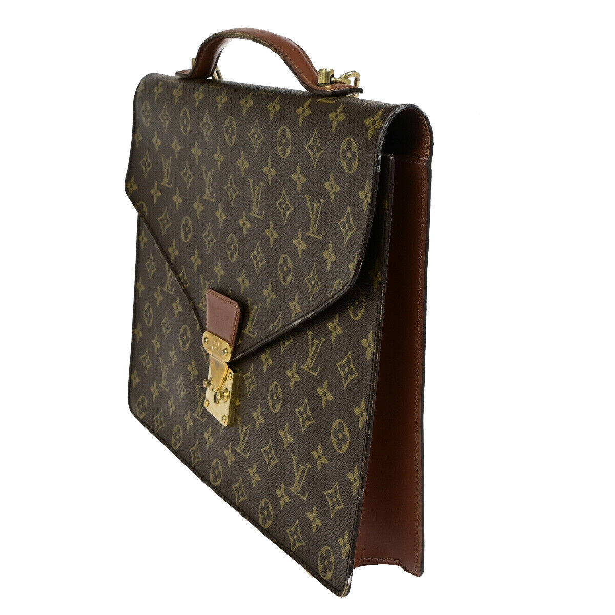 Louis Vuitton Porte Documents Brown Canvas Briefcase Bag