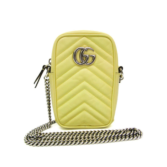 Gucci Marmont Yellow Leather Shoulder Bag ()