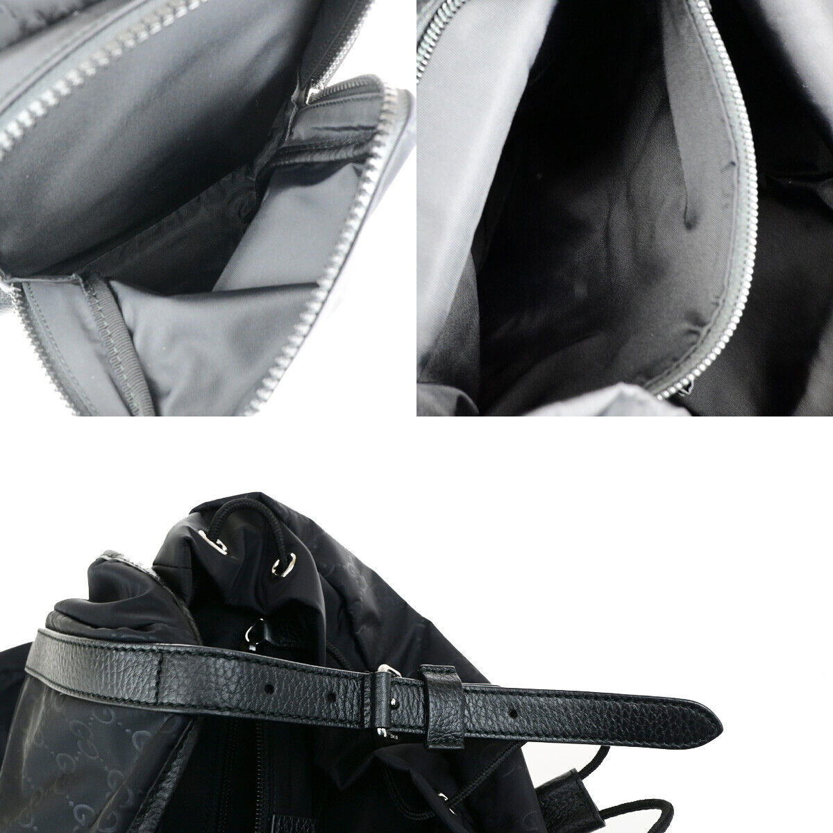 Gucci Guccissima Black Synthetic Backpack Bag