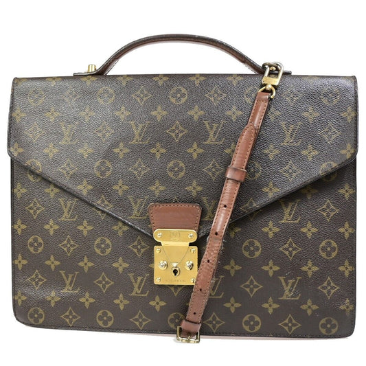 Louis Vuitton Porte Documents Brown Canvas Briefcase Bag ()