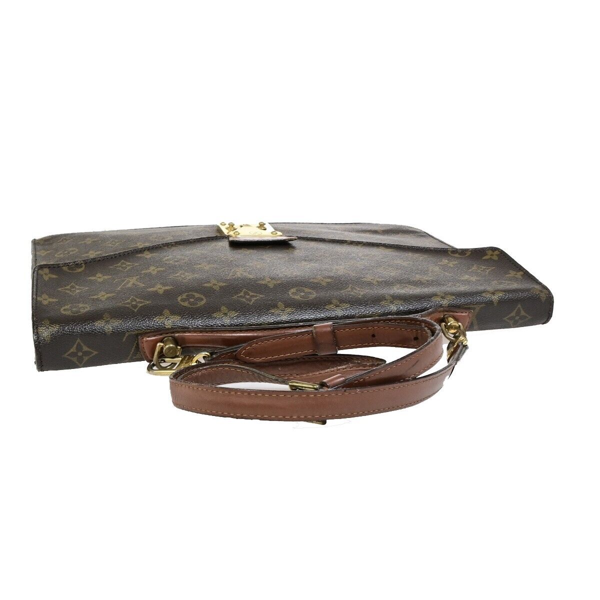 Louis Vuitton Porte Documents Brown Canvas Briefcase Bag