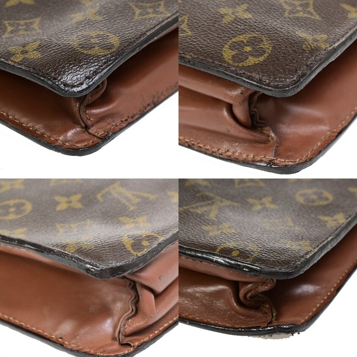 Louis Vuitton Porte Documents Brown Canvas Briefcase Bag