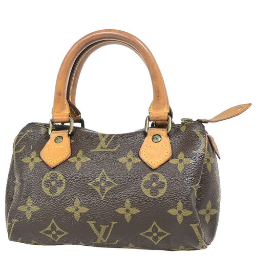 Louis Vuitton Mini Speedy Brown Canvas Handbag ()