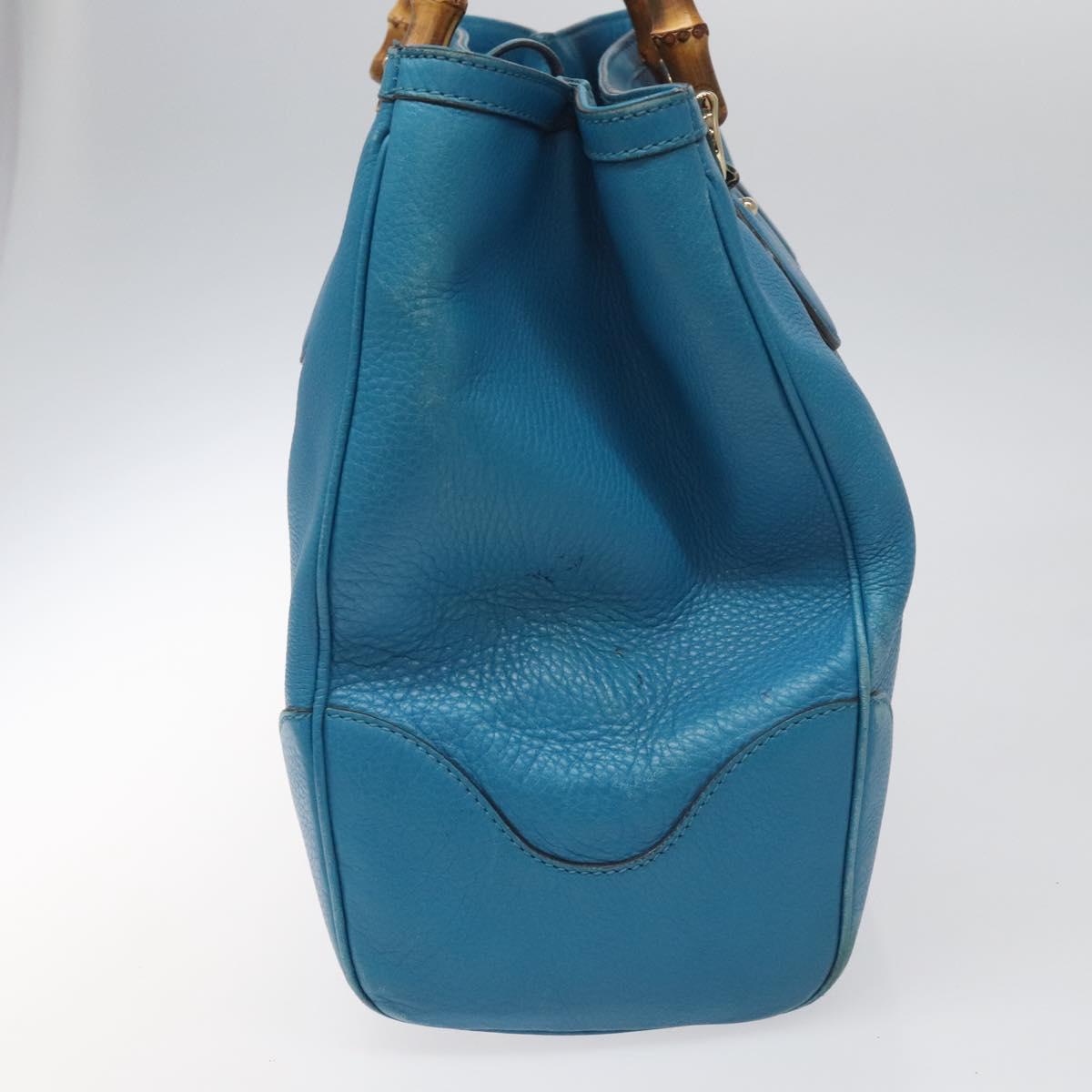 Gucci Bamboo Blue Leather Handbag