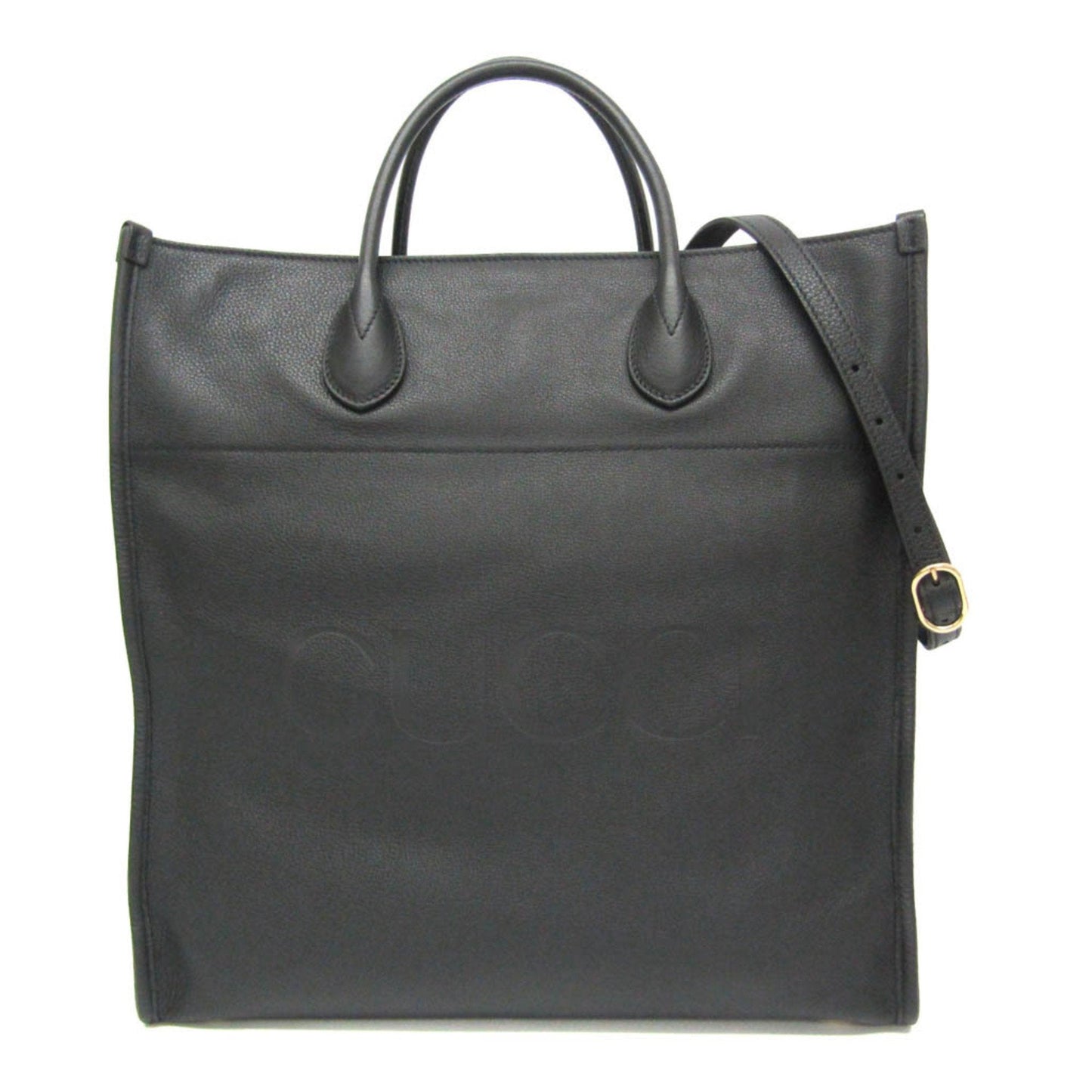 Gucci Logo Black Leather Tote Bag ()