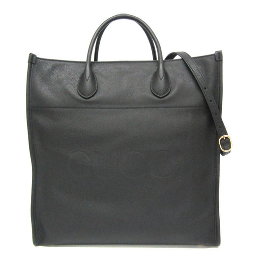 Gucci Logo Black Leather Tote Bag ()