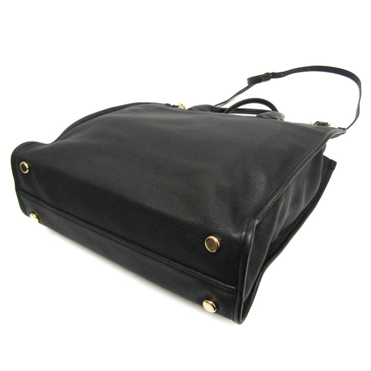 Gucci Logo Black Leather Tote Bag