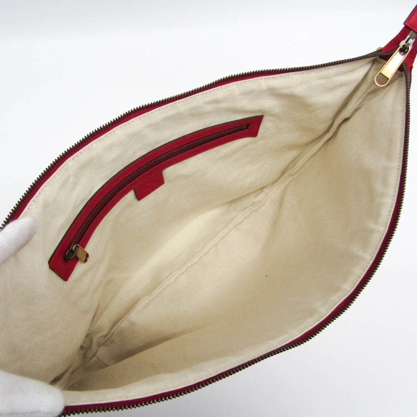 Gucci Gucci Print Red Leather Shoulder Bag