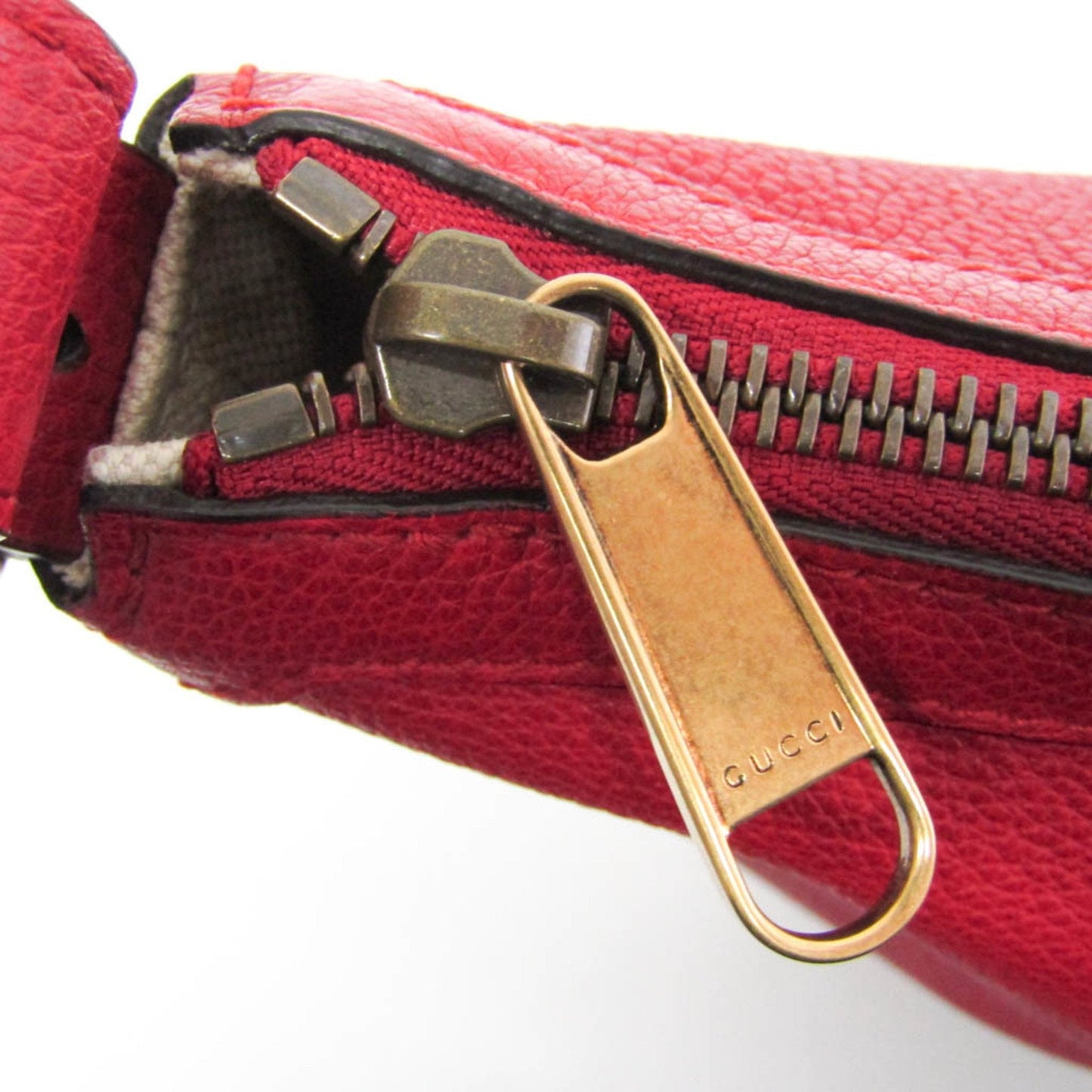 Gucci Gucci Print Red Leather Shoulder Bag