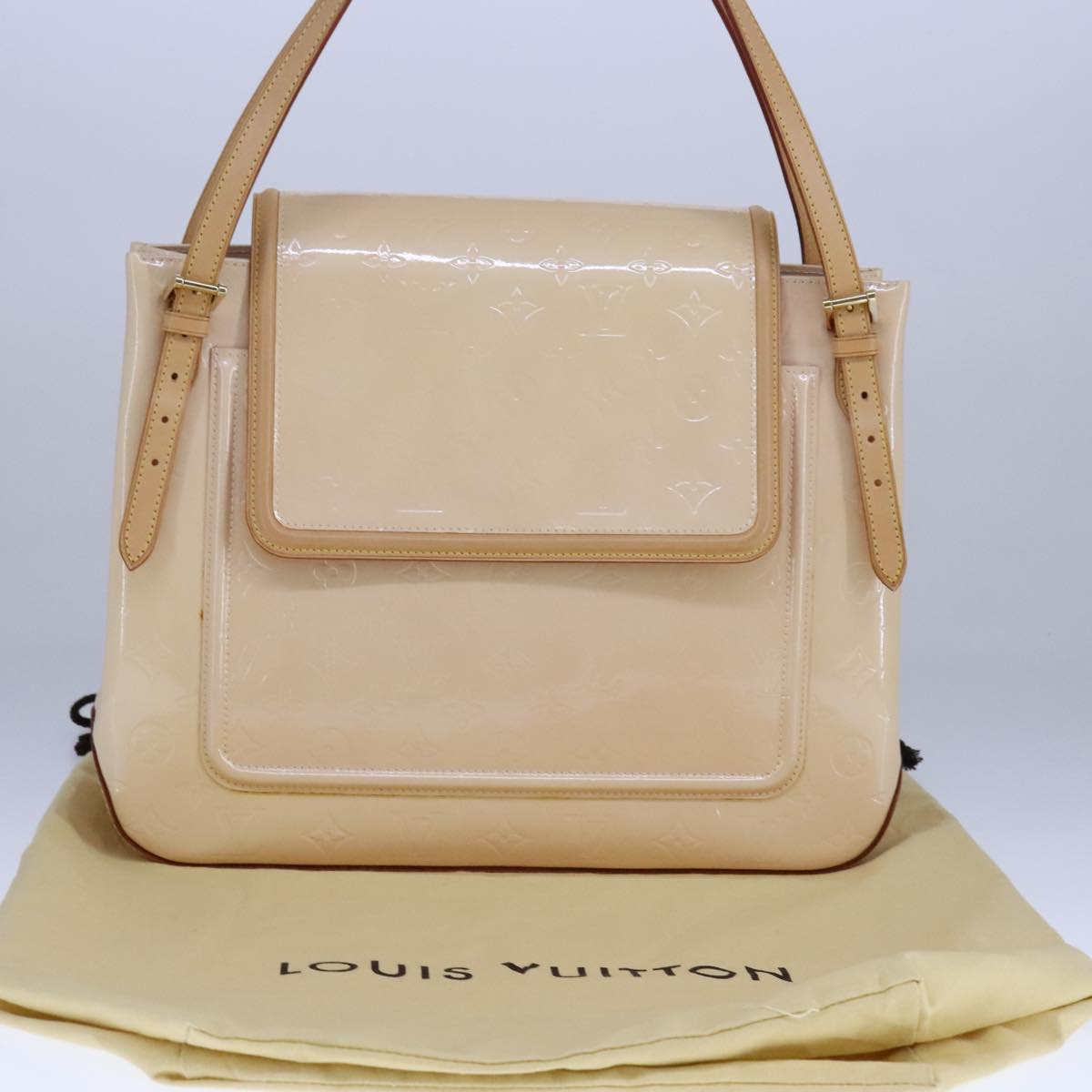 Louis Vuitton Beige Patent Leather Shoulder Bag