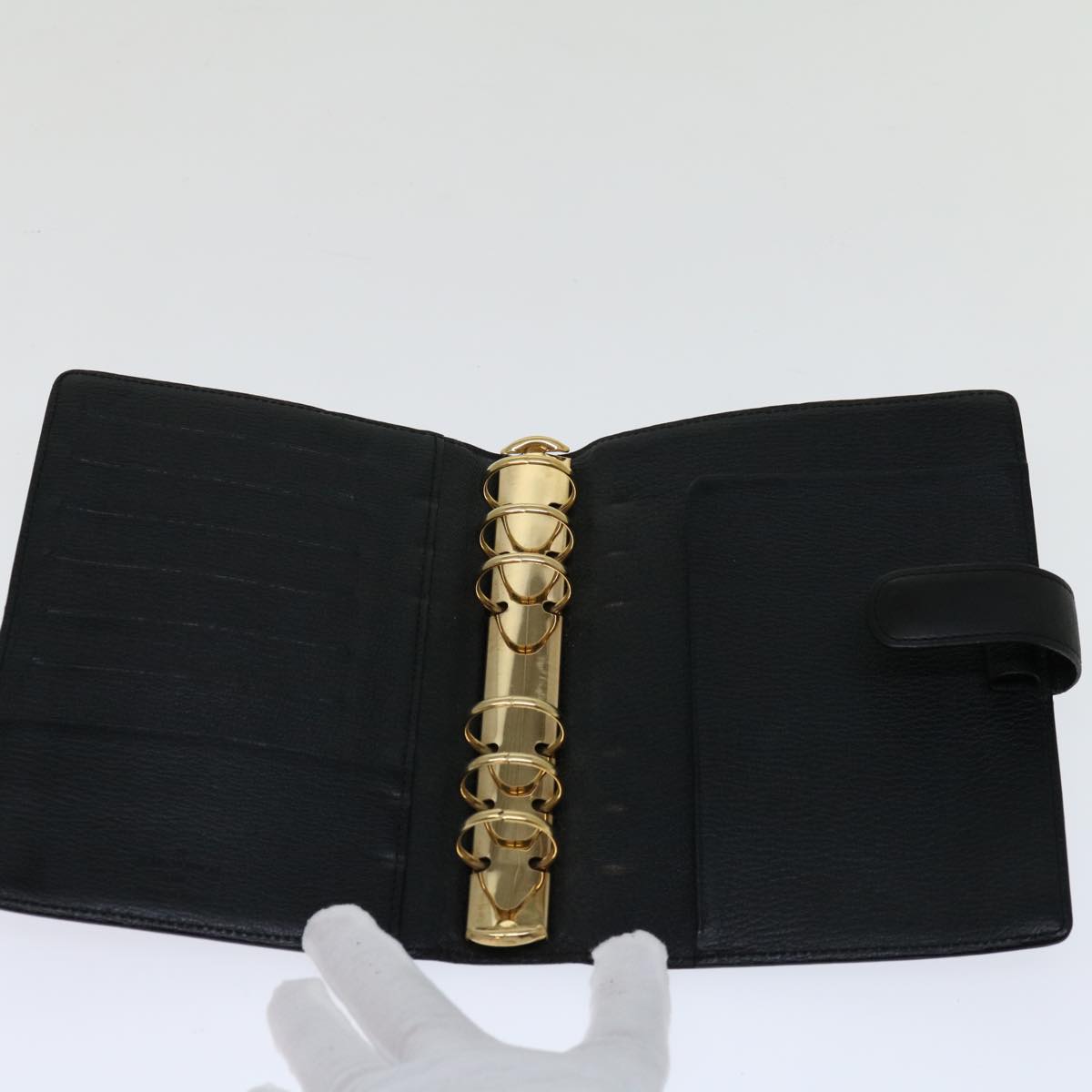 Louis Vuitton Agenda Mm Black Leather Wallet