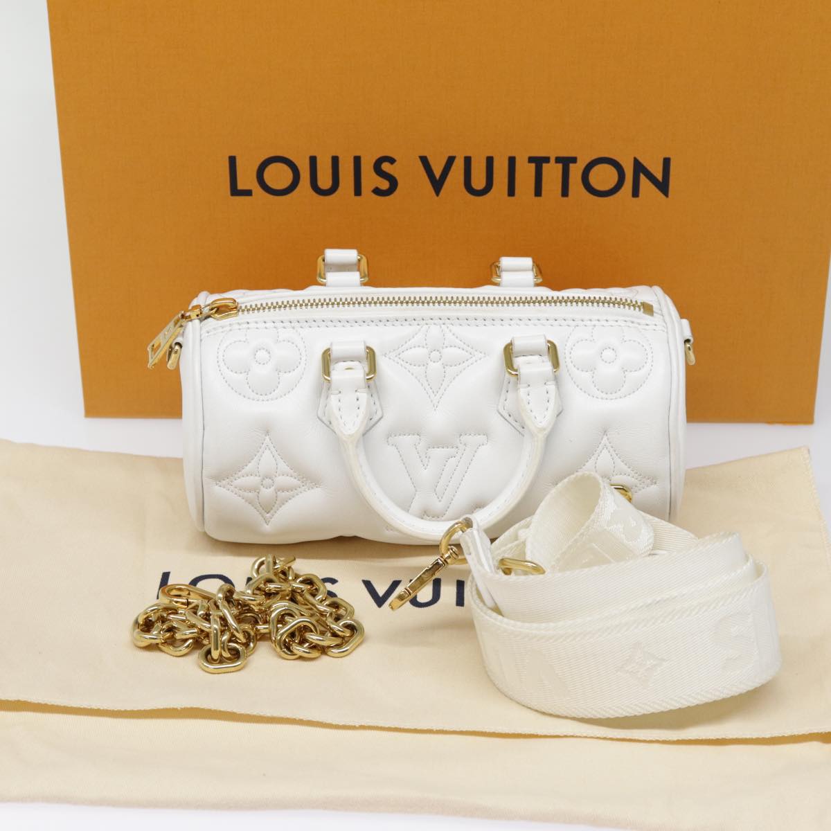 Louis Vuitton Papillon White Leather Handbag