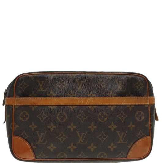 Louis Vuitton Compiegne 28 Brown Canvas Clutch Bag