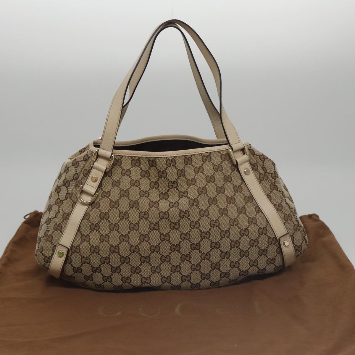 Gucci Abbey Beige Canvas Tote Bag