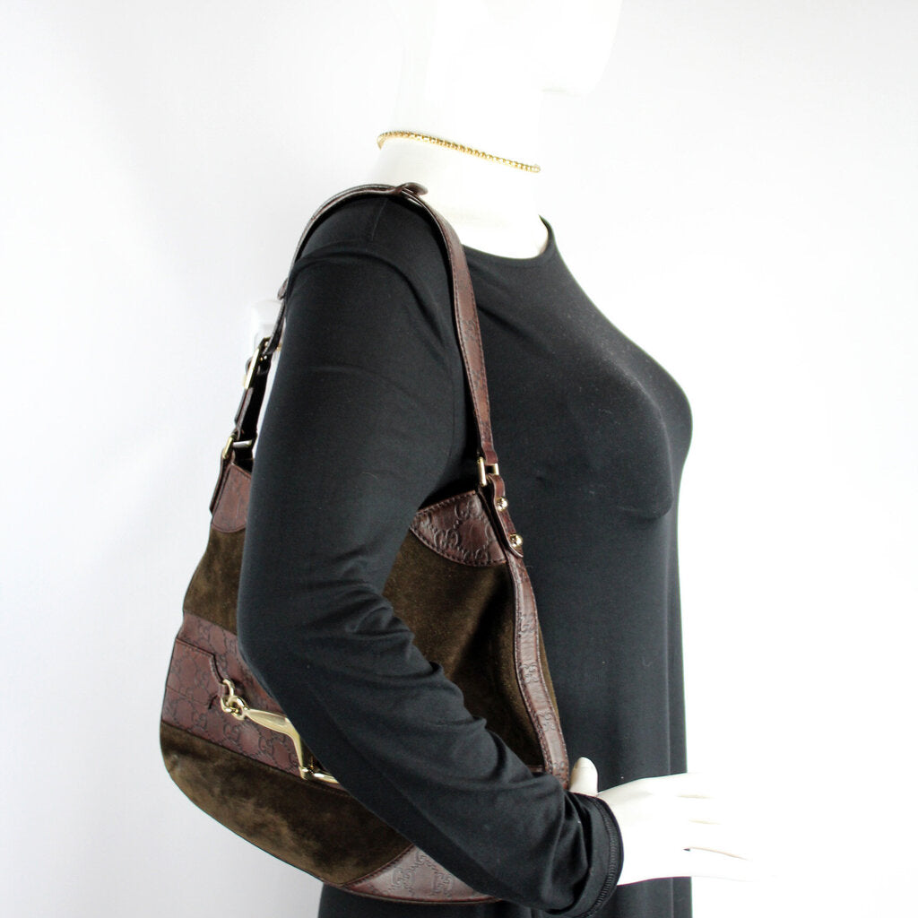 204046 Horsebit Suede Hobo