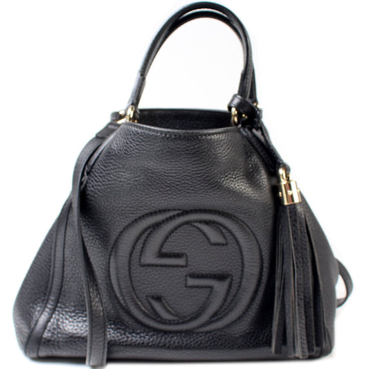 336751 Soho Leather Shoulder Bag Black