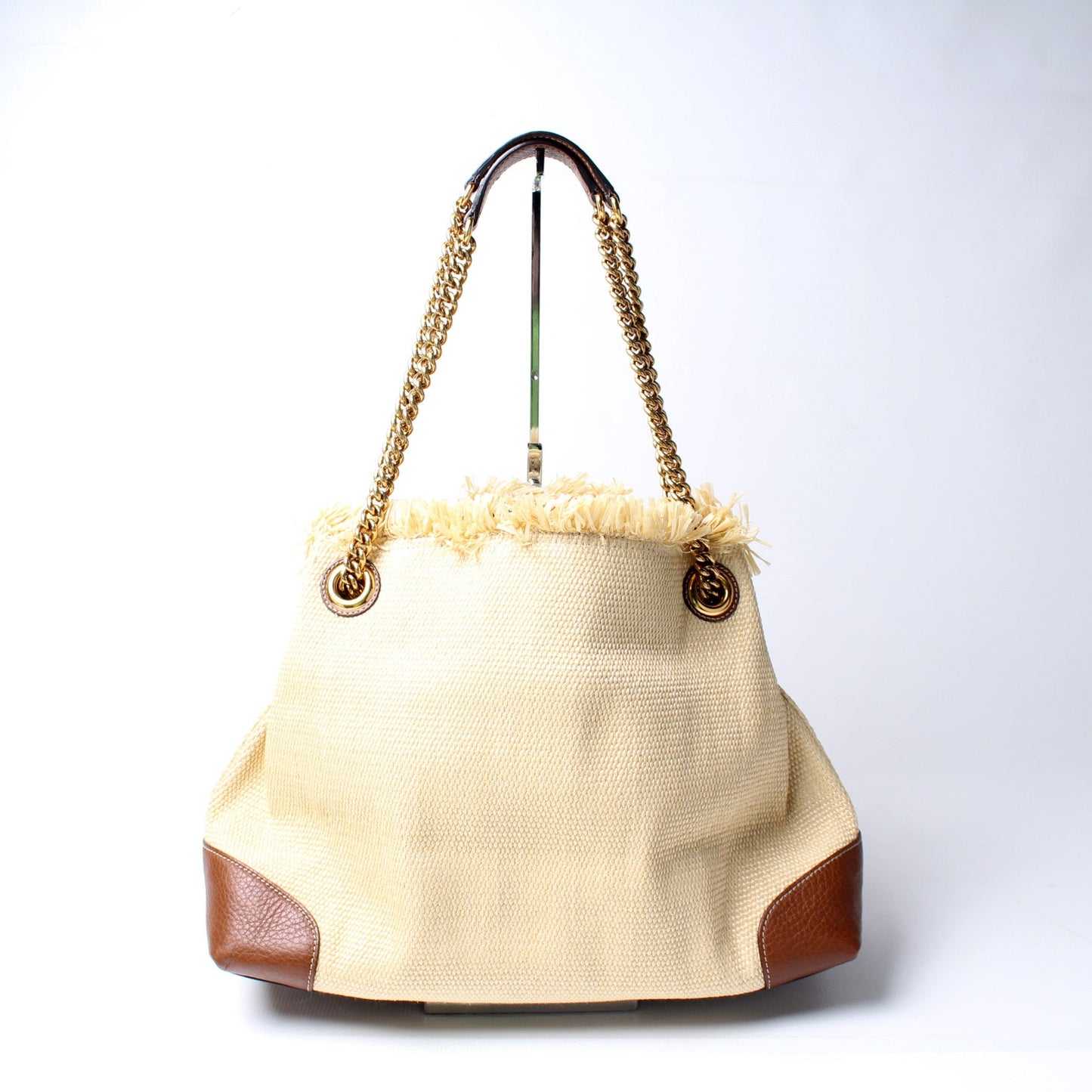 308982 Soho Raffia Shoulder Medium
