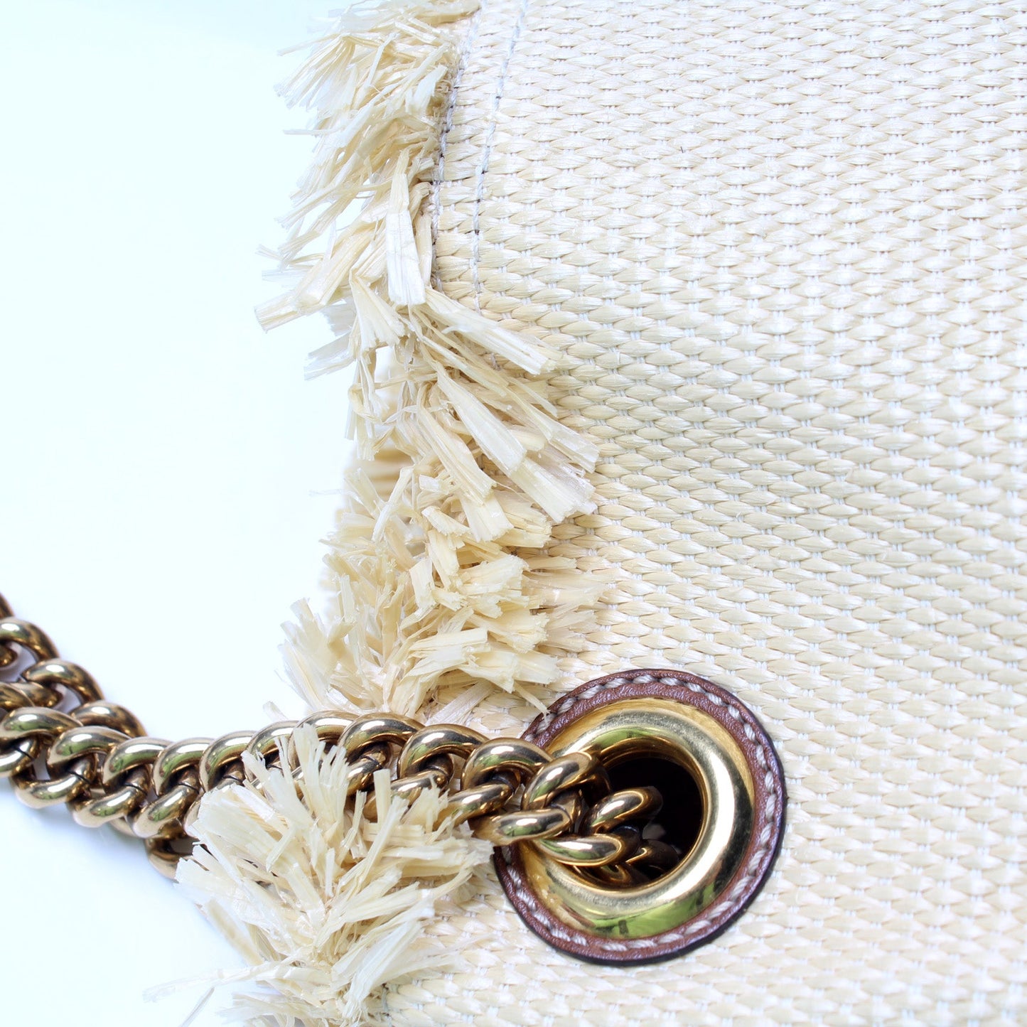 308982 Soho Raffia Shoulder Medium