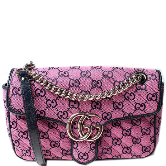 443497 Marmont Shoulder Quilted Canvas Small Flap