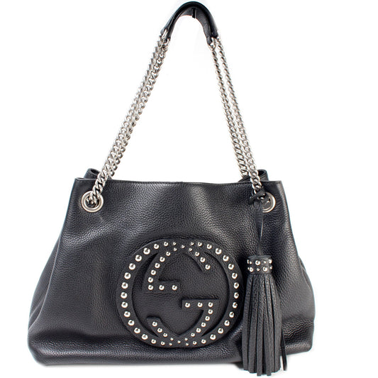 308982 Soho Leather Shoulder Medium Studded