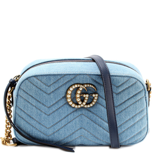 447632 Marmont Small Denim Camera