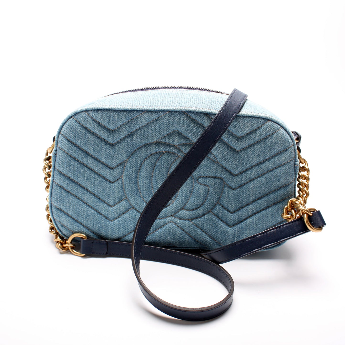 447632 Marmont Small Denim Camera