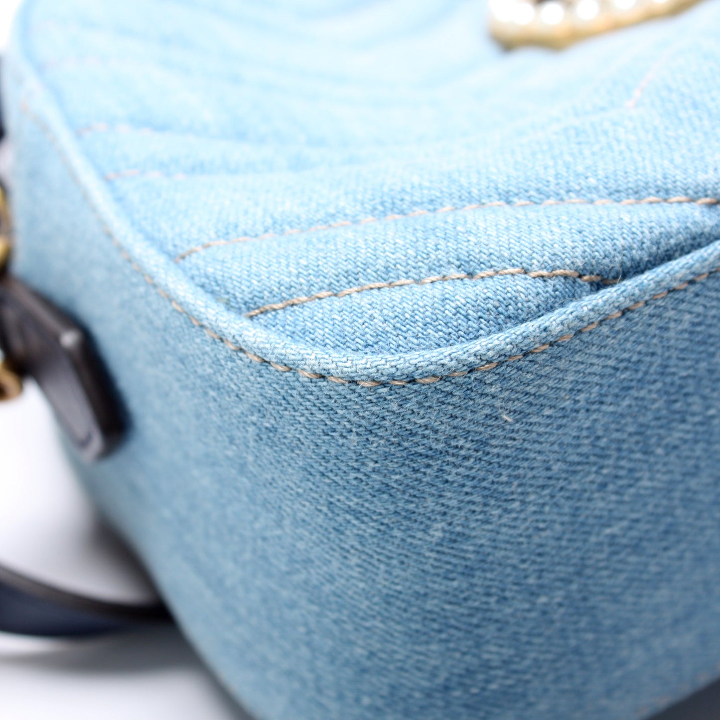 447632 Marmont Small Denim Camera