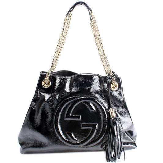 308982 Soho Patent Leather Shoulder Medium