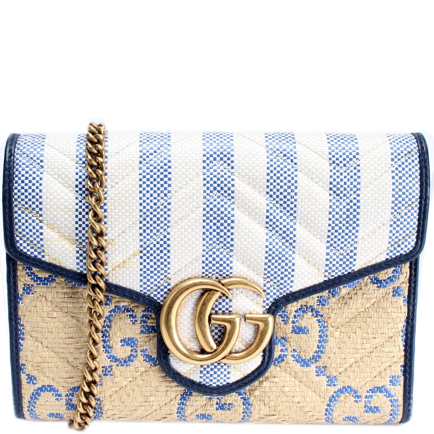 474575 Marmont Raffia Chain Wallet