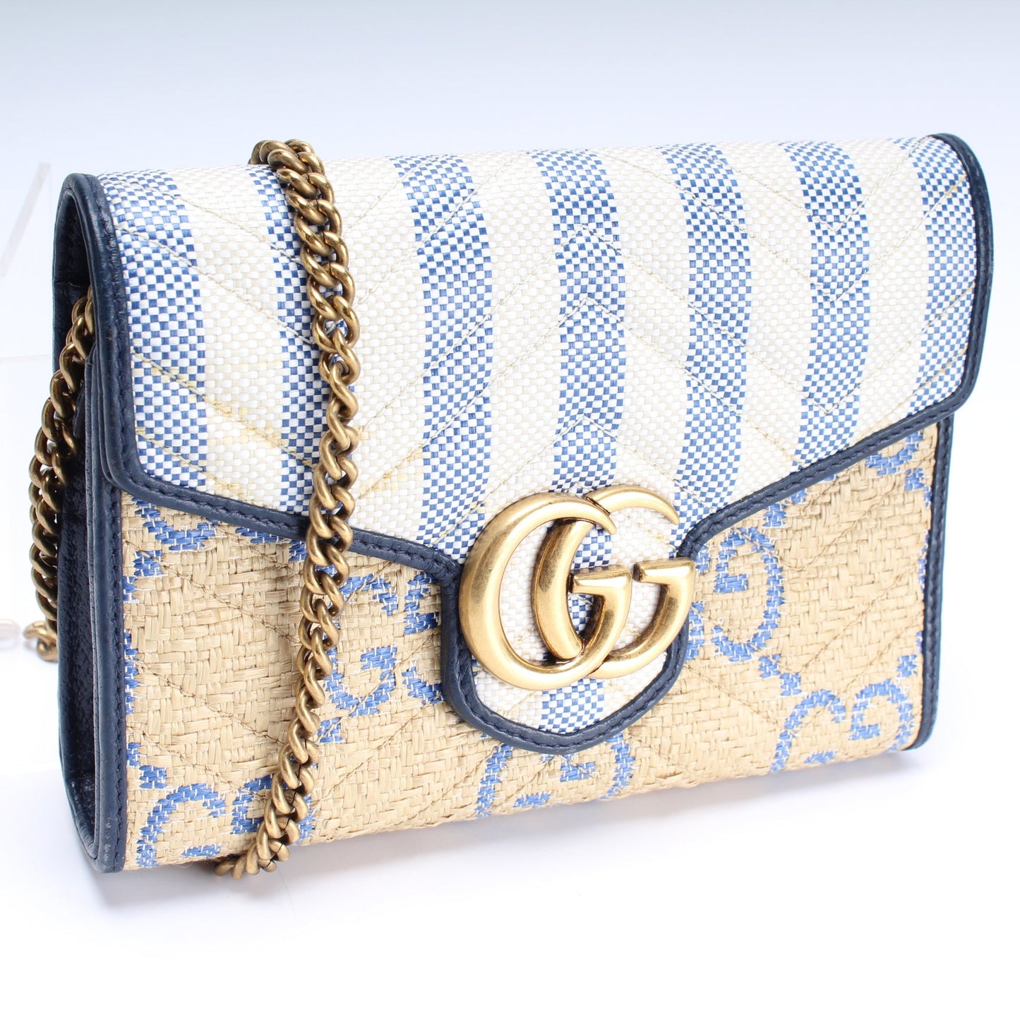 474575 Marmont Raffia Chain Wallet