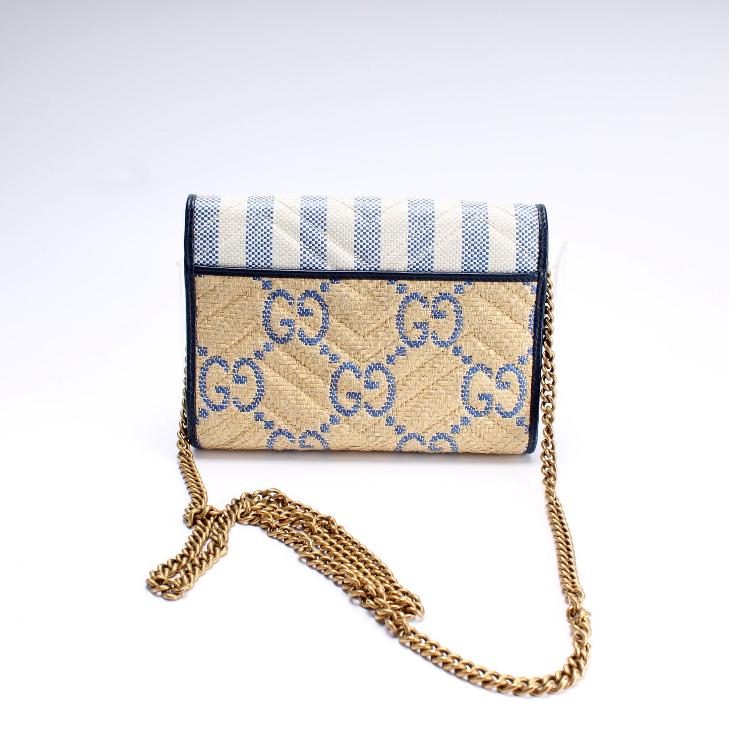 474575 Marmont Raffia Chain Wallet