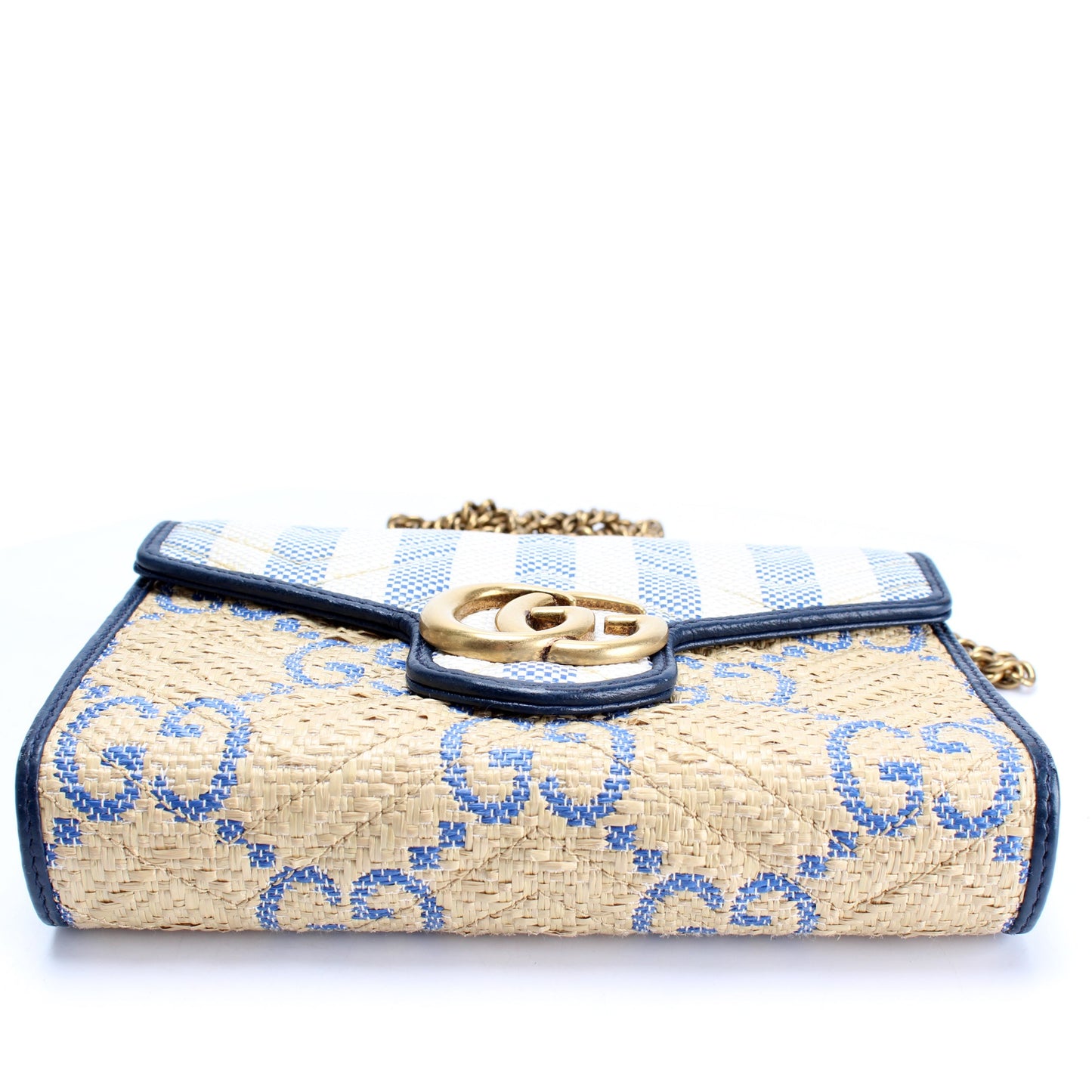 474575 Marmont Raffia Chain Wallet