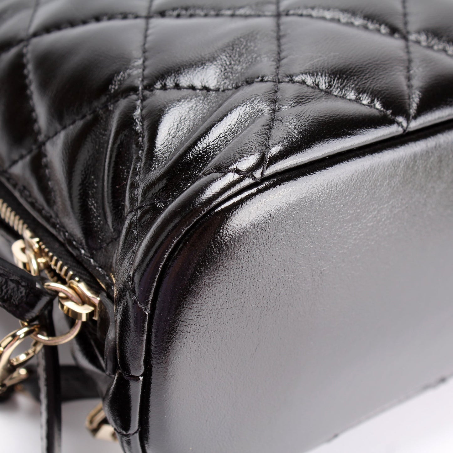 My Pocket Shiny Leather Backpack With Airpod Case