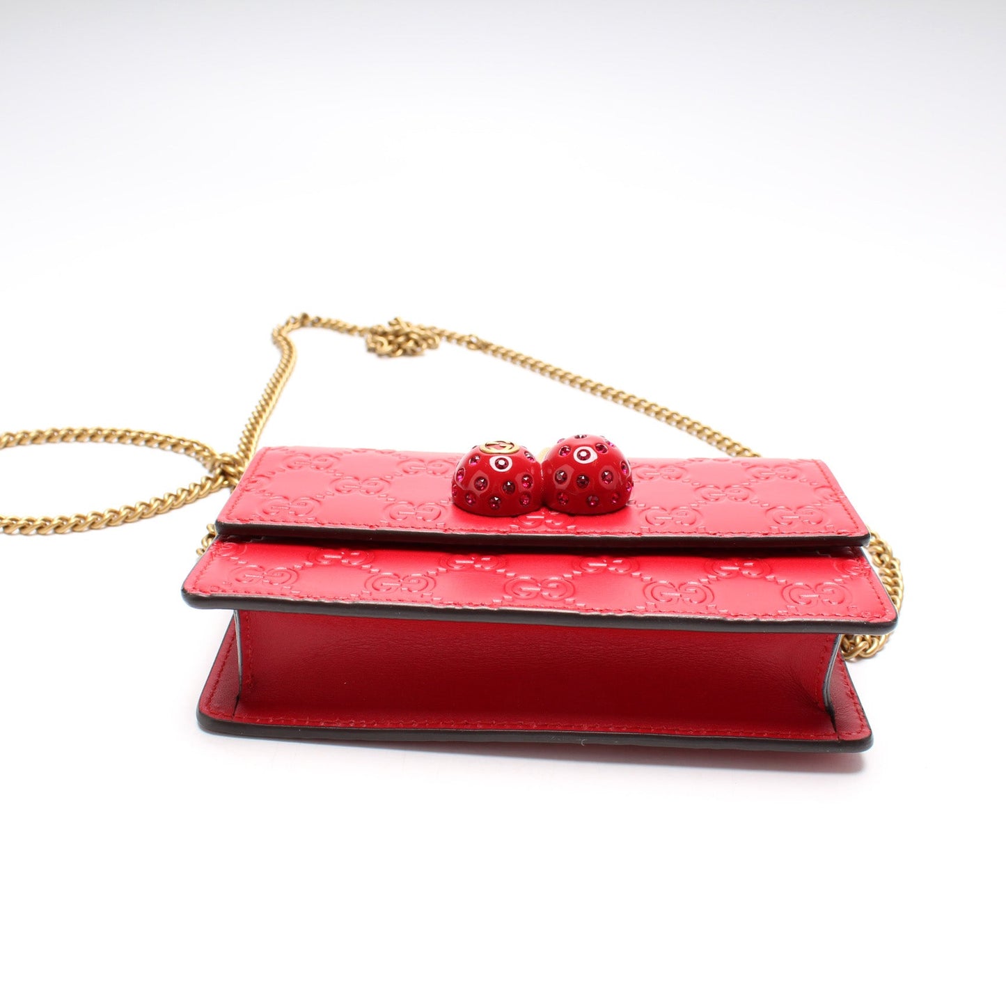 481291 GG Leather Cherries Mini Chain Bag