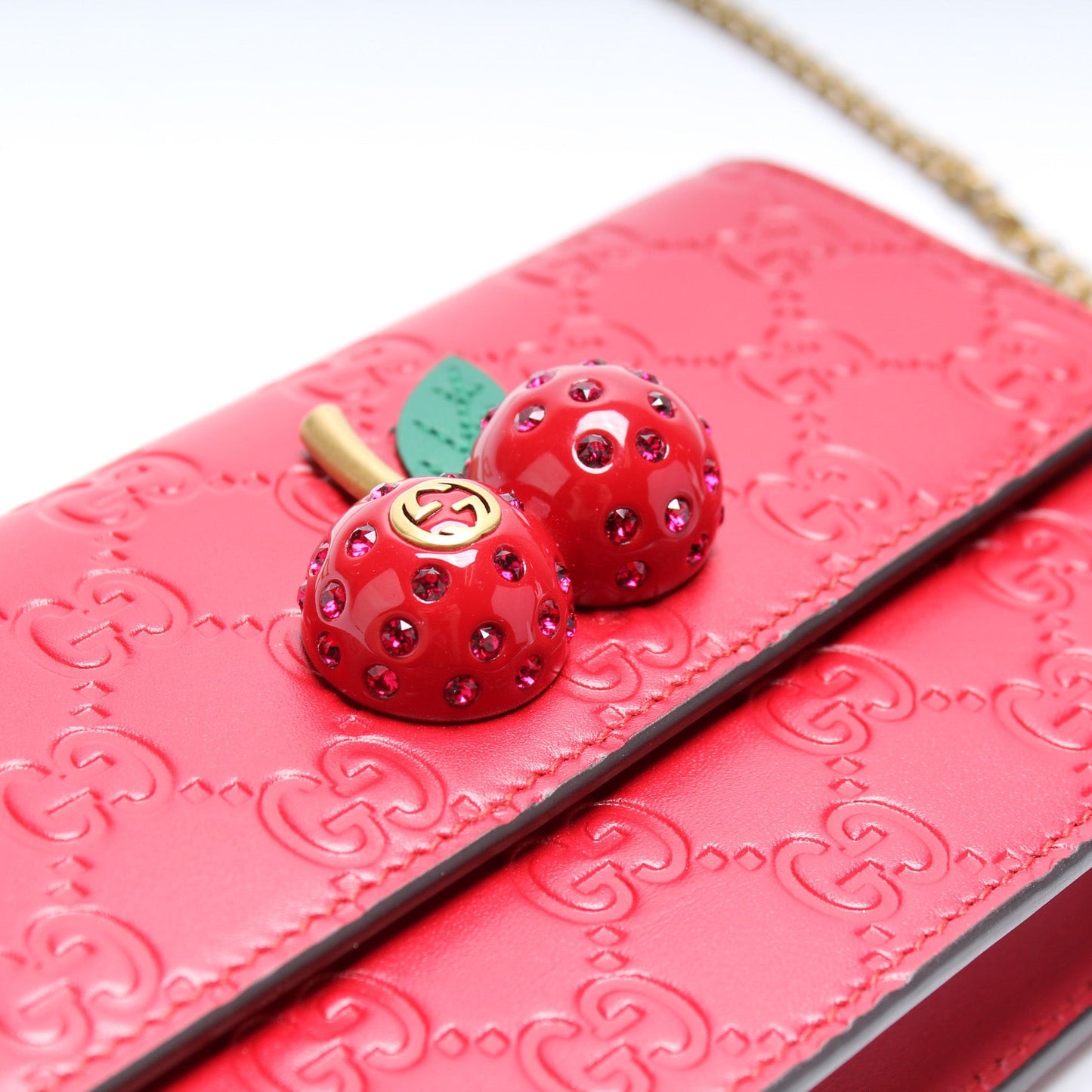 481291 GG Leather Cherries Mini Chain Bag