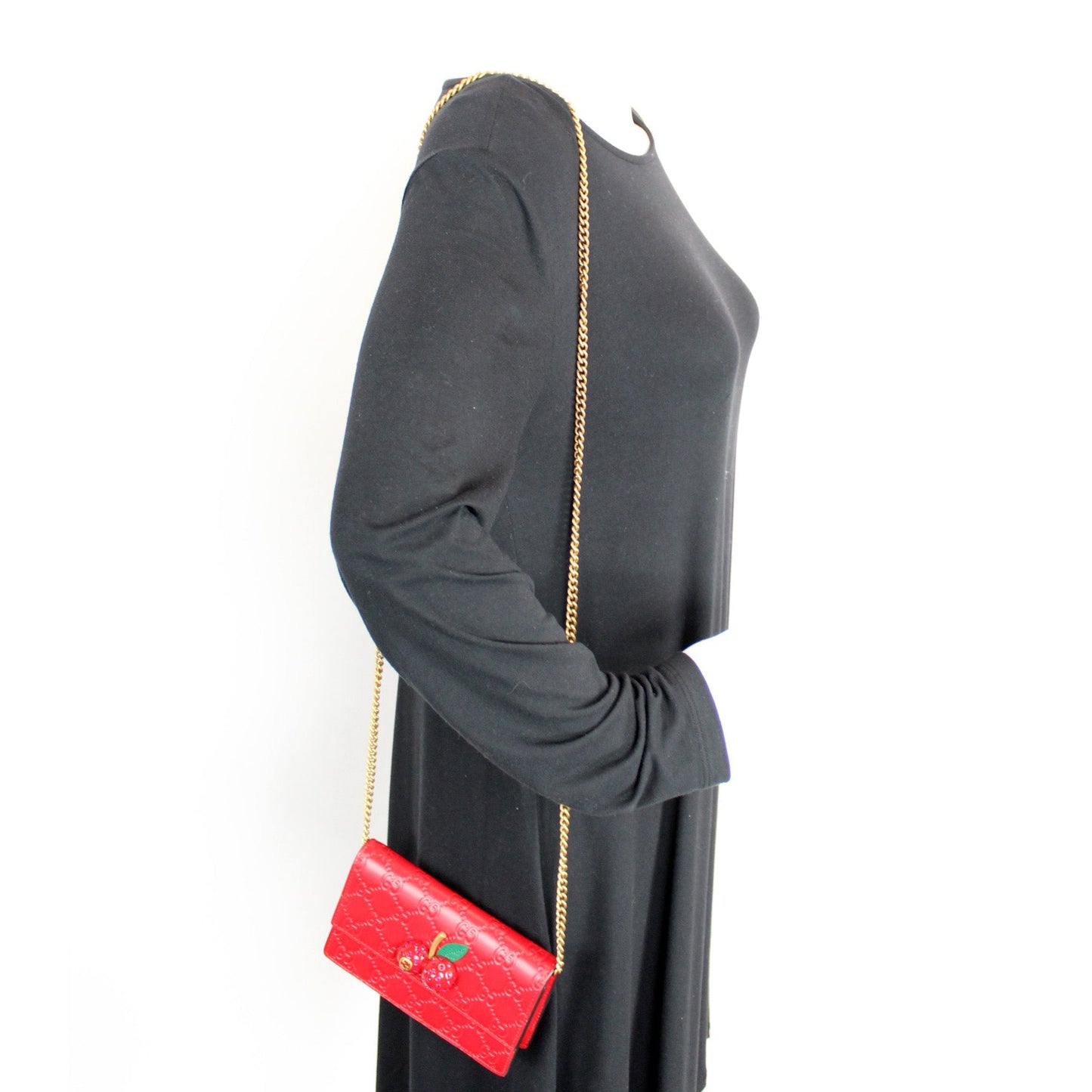 481291 GG Leather Cherries Mini Chain Bag