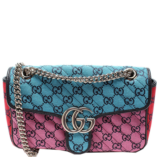 443497 Marmont Shoulder Quilted Canvas Small Flap