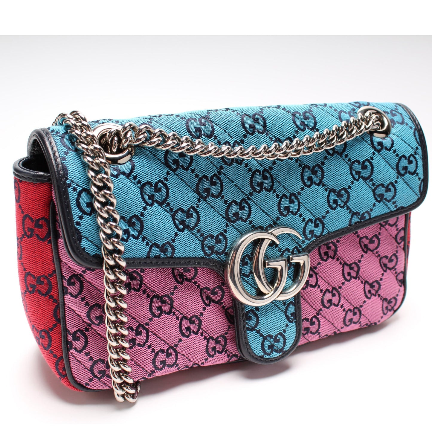 443497 Marmont Shoulder Quilted Canvas Small Flap