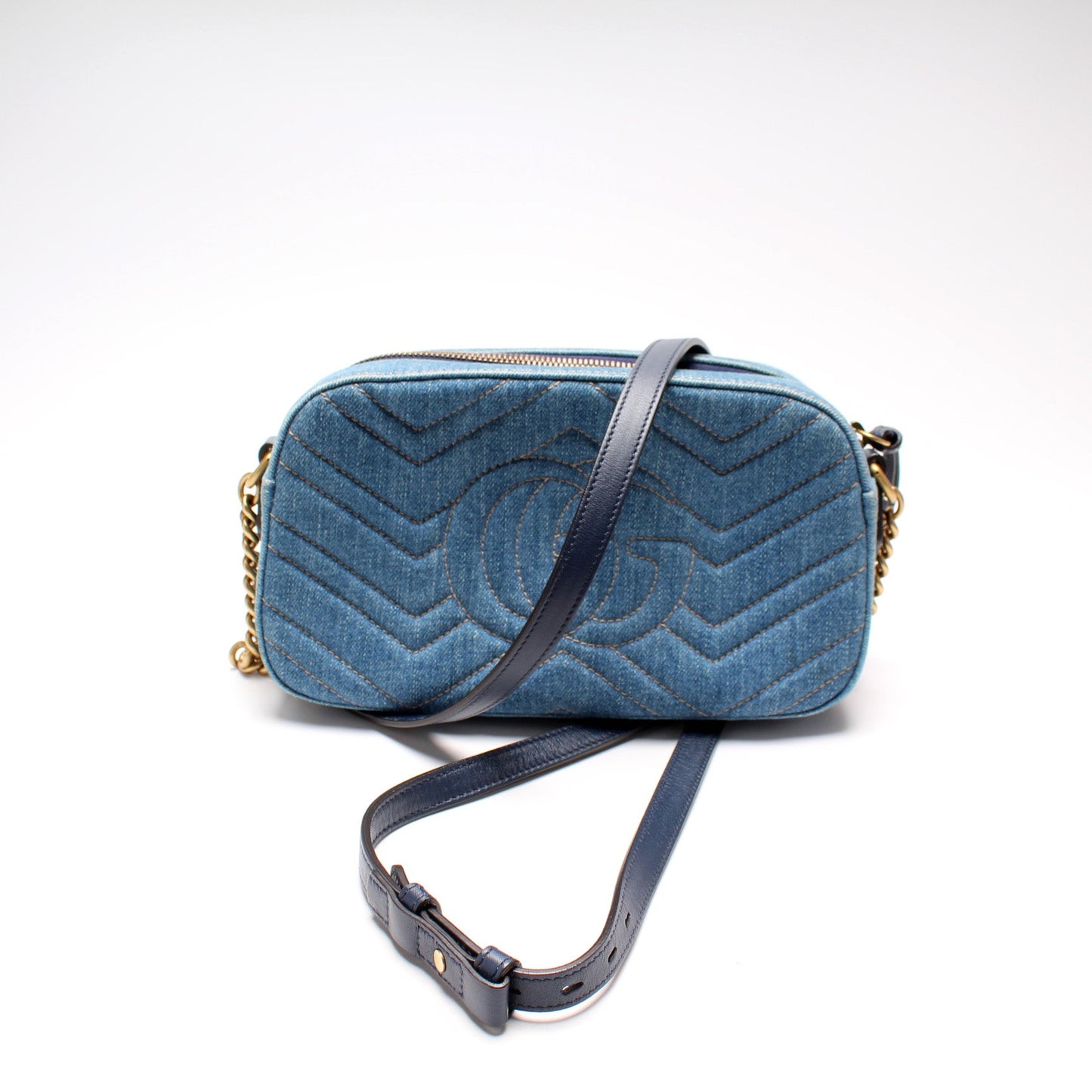 447632 Marmont Small Denim Camera