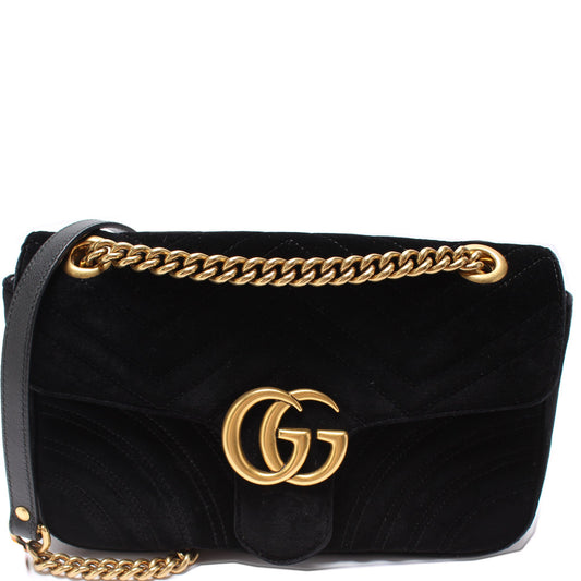 443497 Marmont Shoulder Velvet Small Flap
