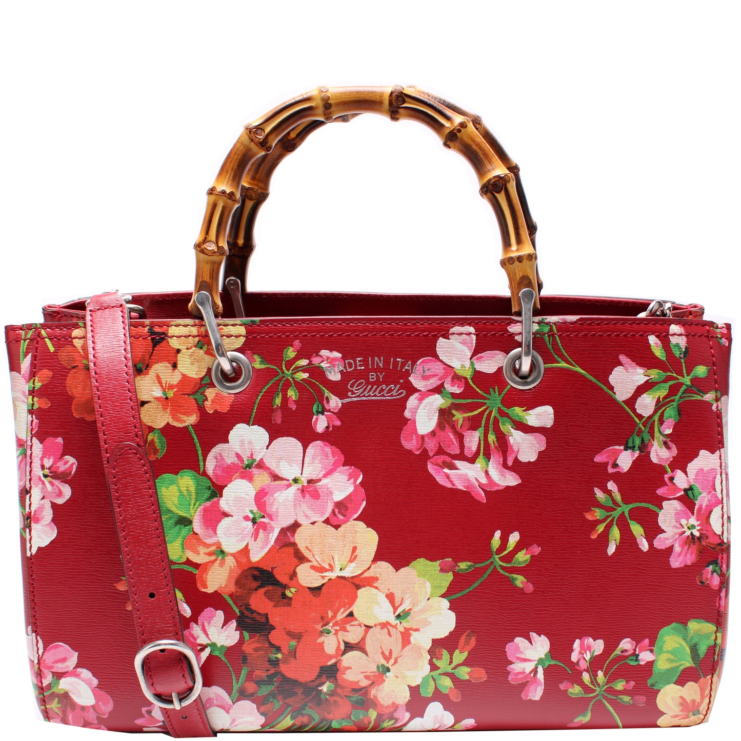 323660 Blooms Leather Medium Bamboo Shopper Tote