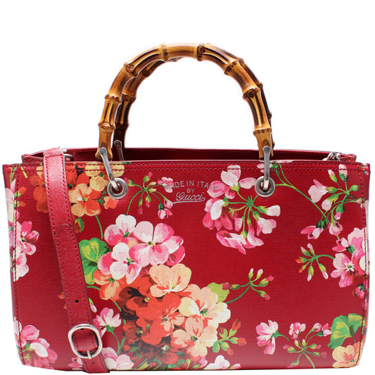 323660 Blooms Leather Medium Bamboo Shopper Tote